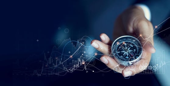 The compass navigates for business growth in the economic crisis.