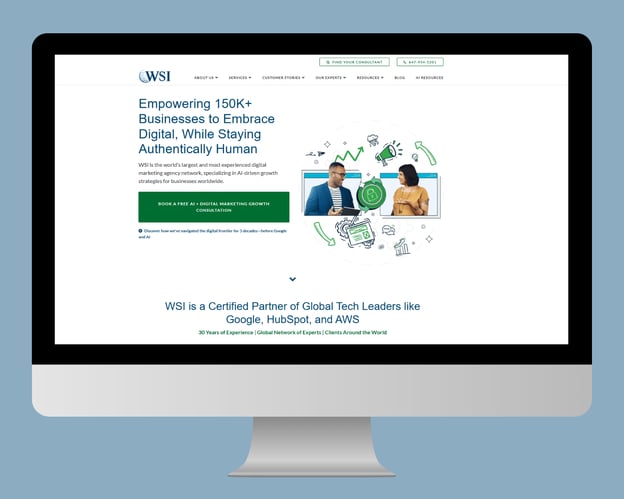 WSI website homepage highlighting services that help you optimize your website for conversion and digital success.