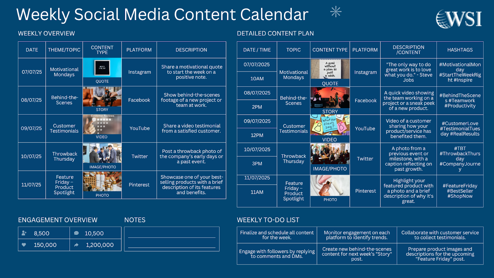 Social media content calendar for planning how to create a digital marketing strategy with consistent content.